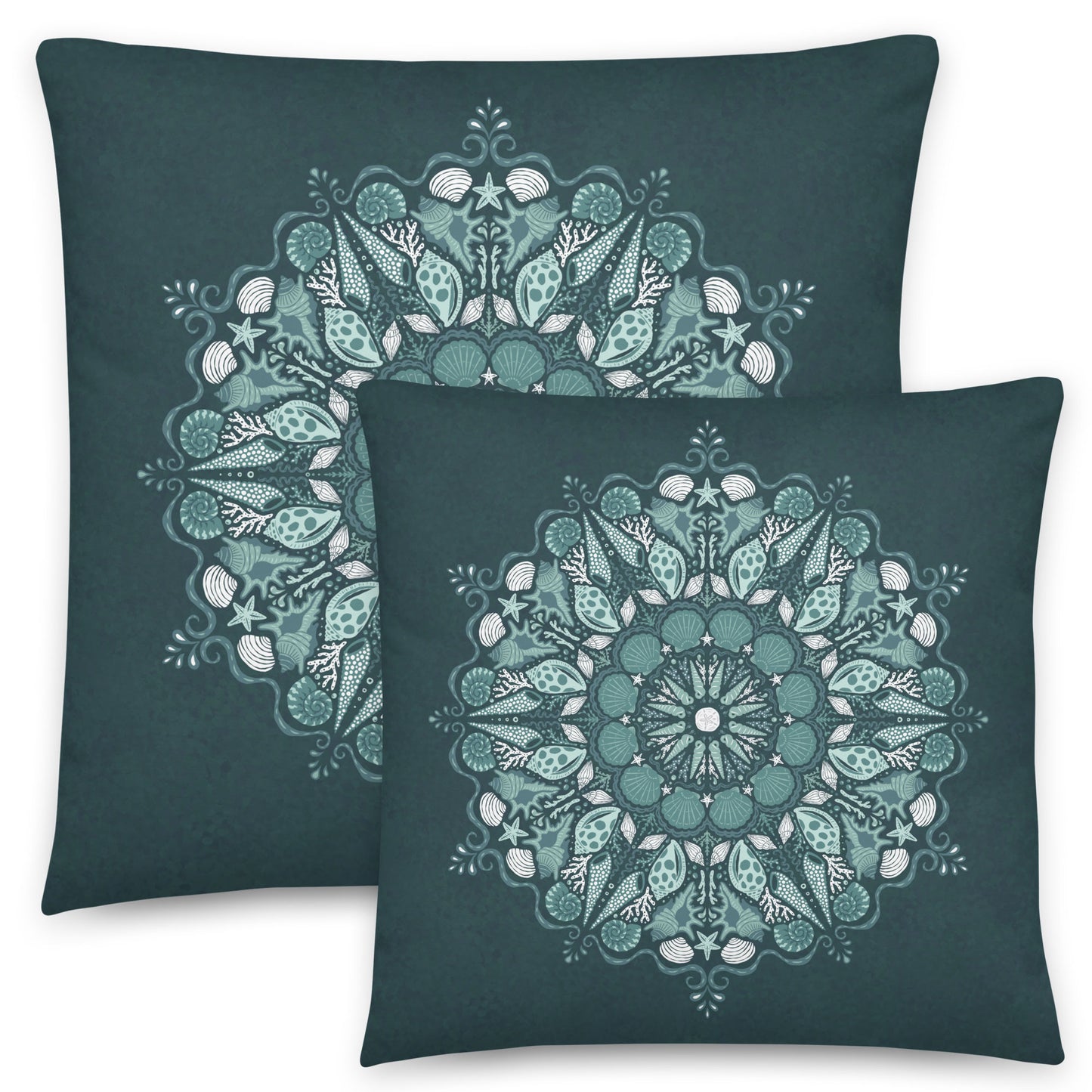 Seashell Mandala Throw Pillow