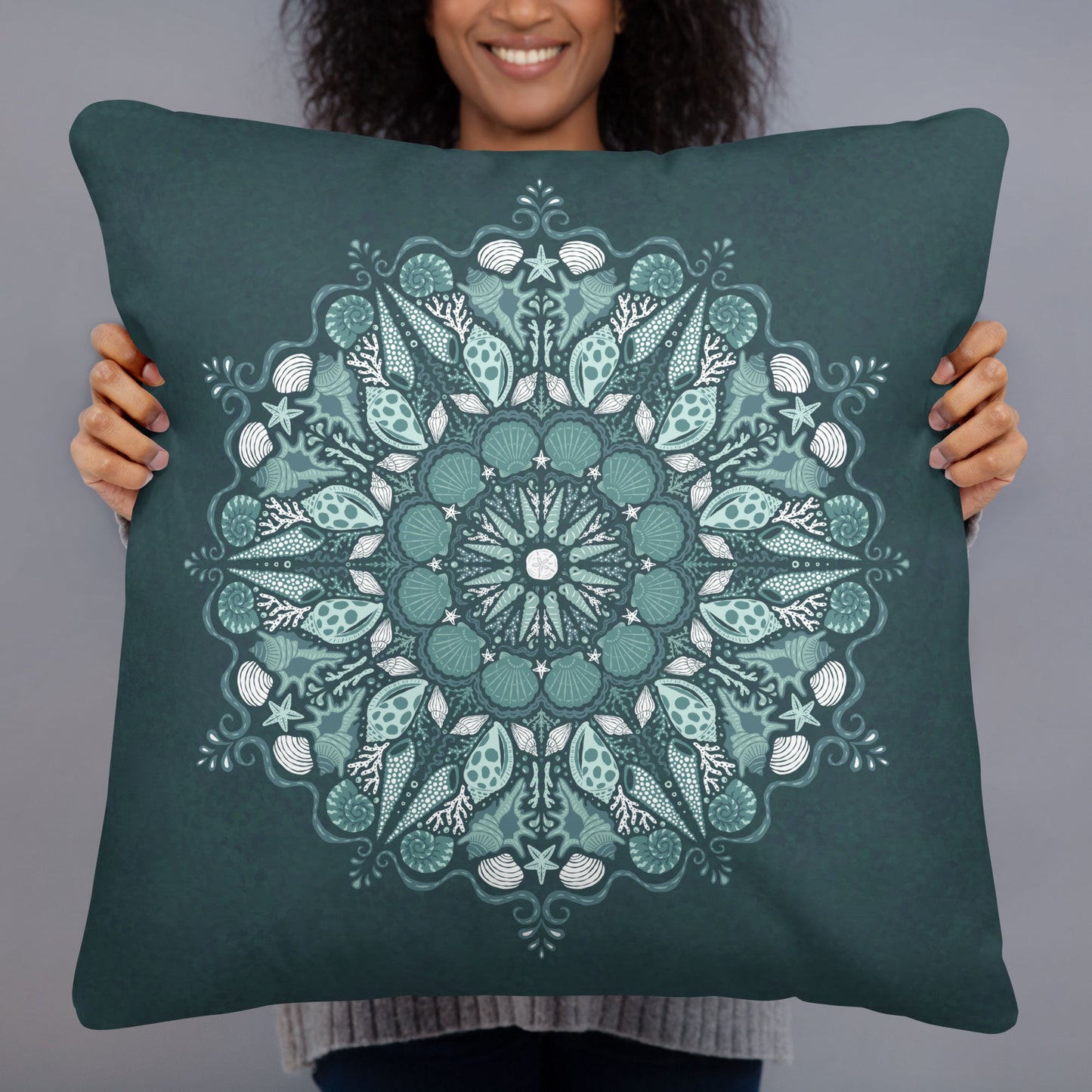 Seashell Mandala Throw Pillow