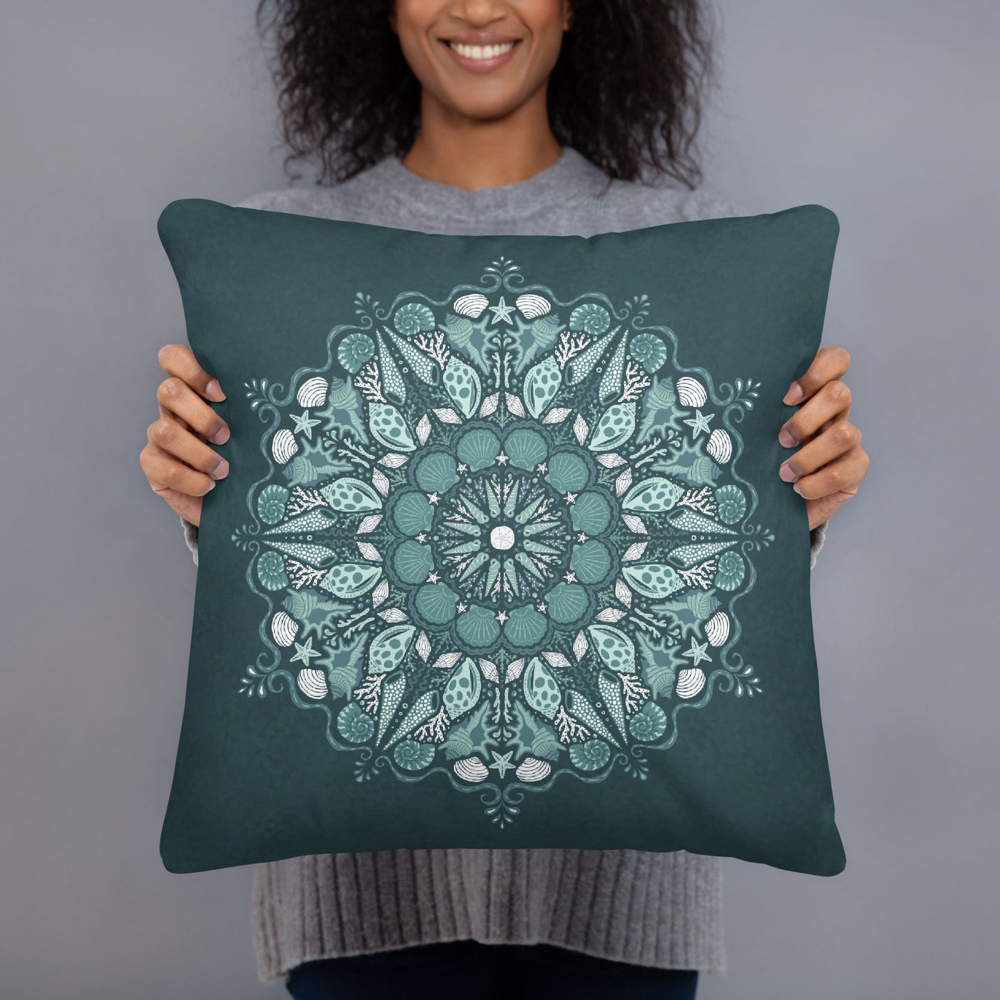 Seashell Mandala Throw Pillow