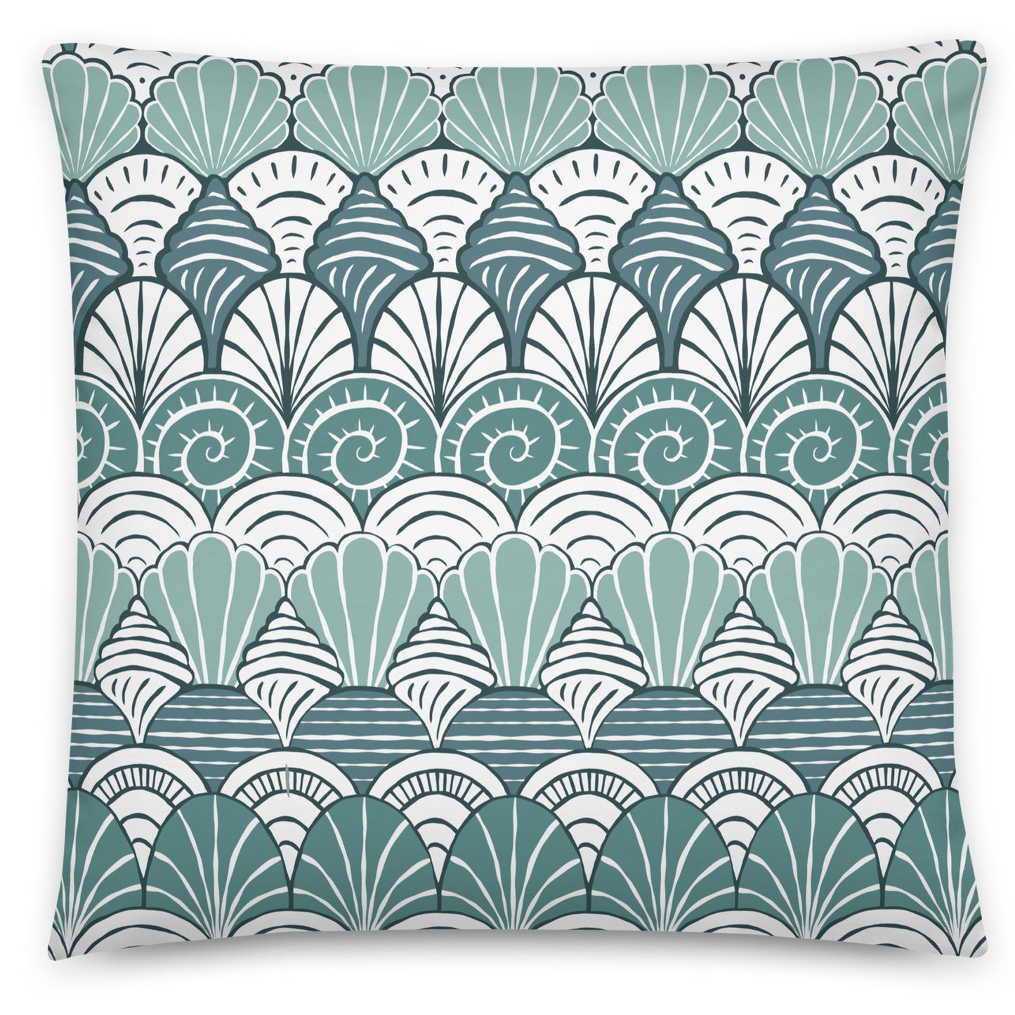 Blue Seashell Pattern Throw Pillow