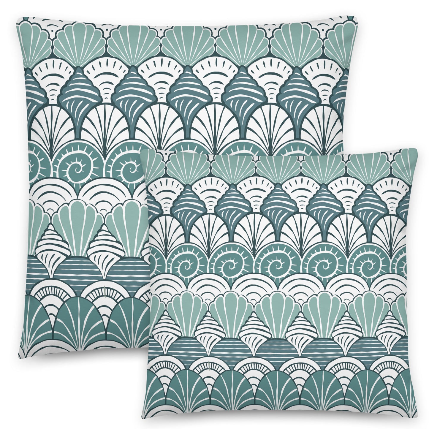 Blue Seashell Pattern Throw Pillow