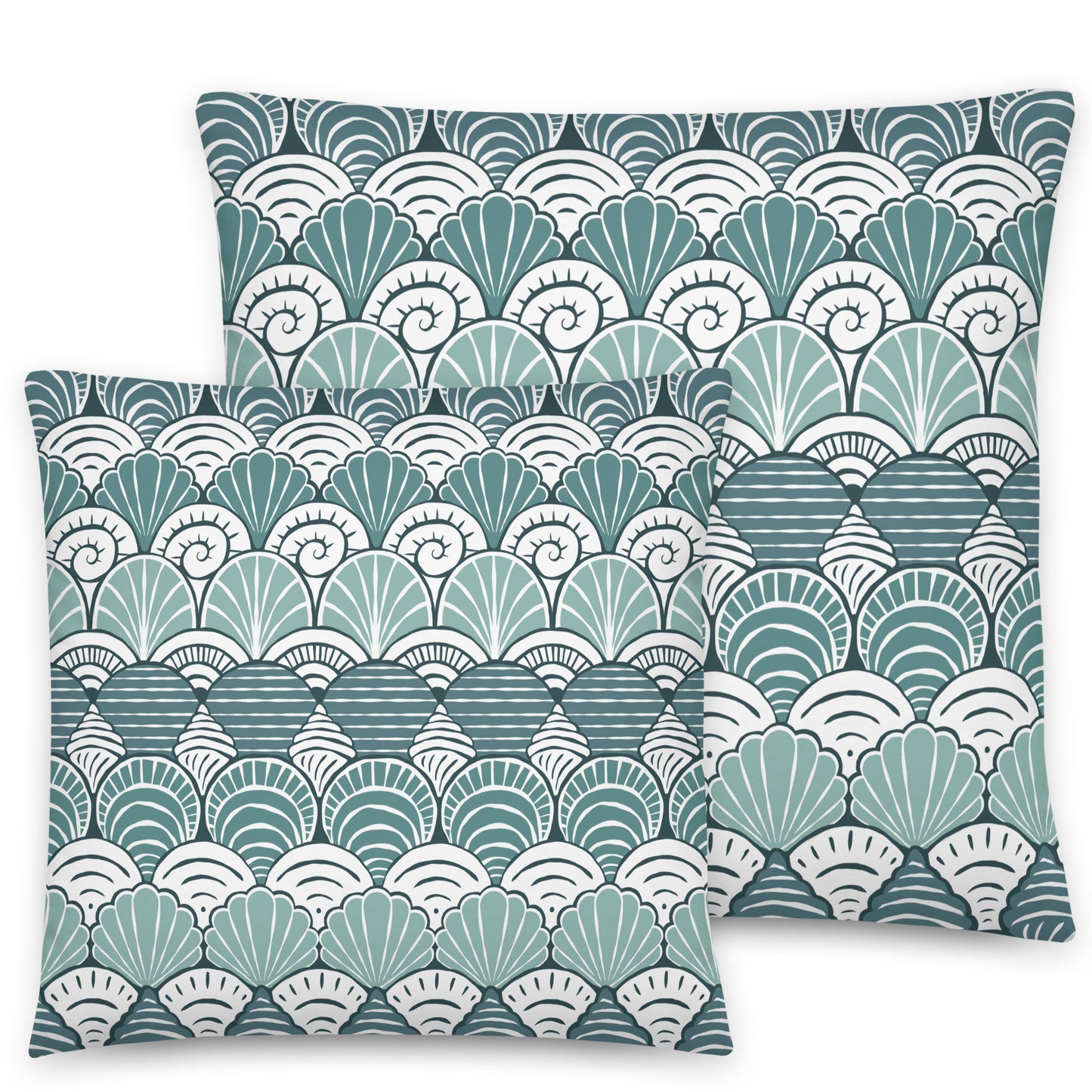 Blue Seashell Pattern Throw Pillow