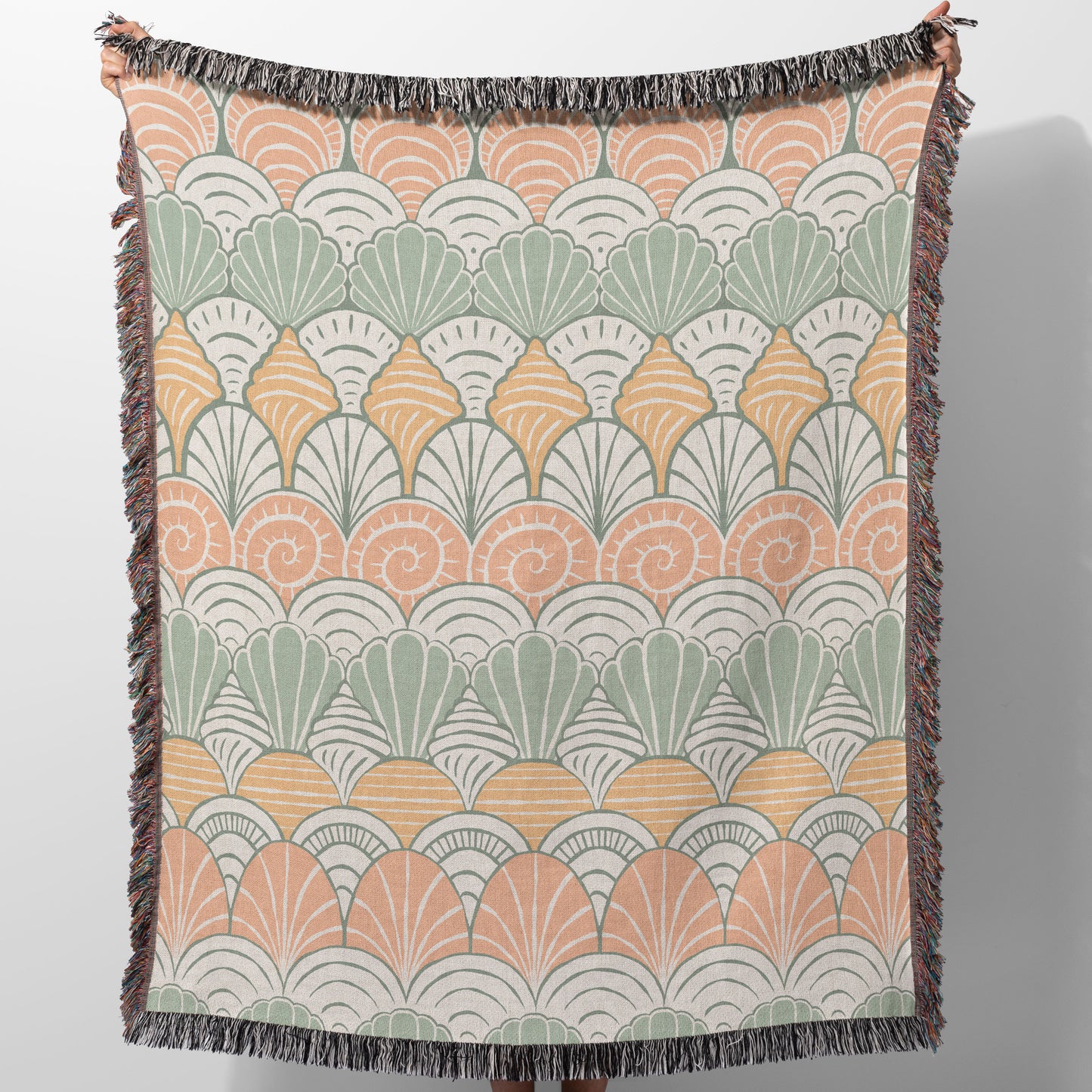 Seashell Pattern Woven Blanket
