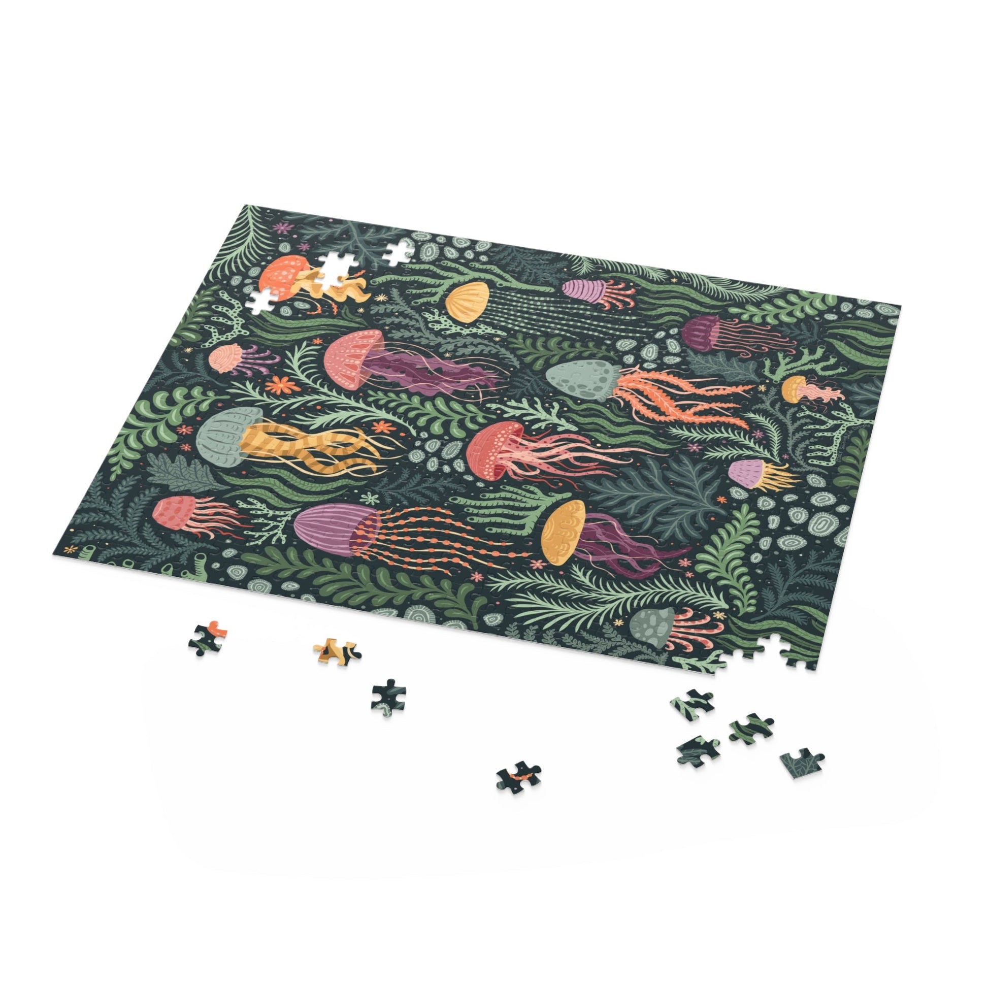 Colorful Ocean Jellyfish and Seaweed Jigsaw Puzzle | Shining Tide Designs