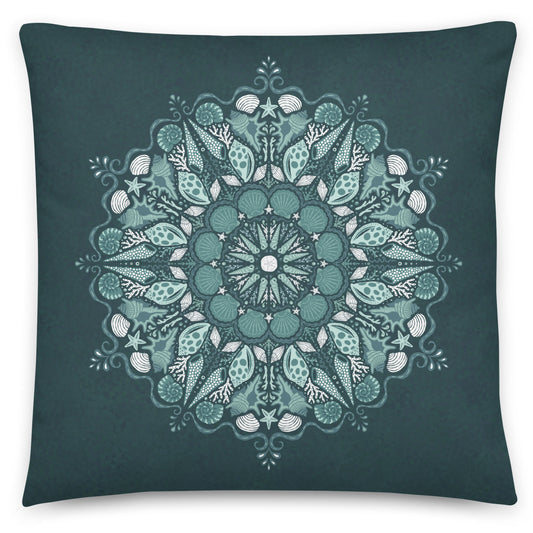 Seashell Mandala Throw Pillow