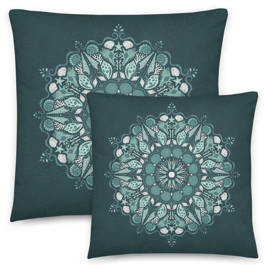 Seashell Mandala Throw Pillow
