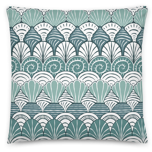Blue Seashell Pattern Throw Pillow