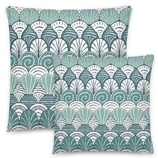 Blue Seashell Pattern Throw Pillow
