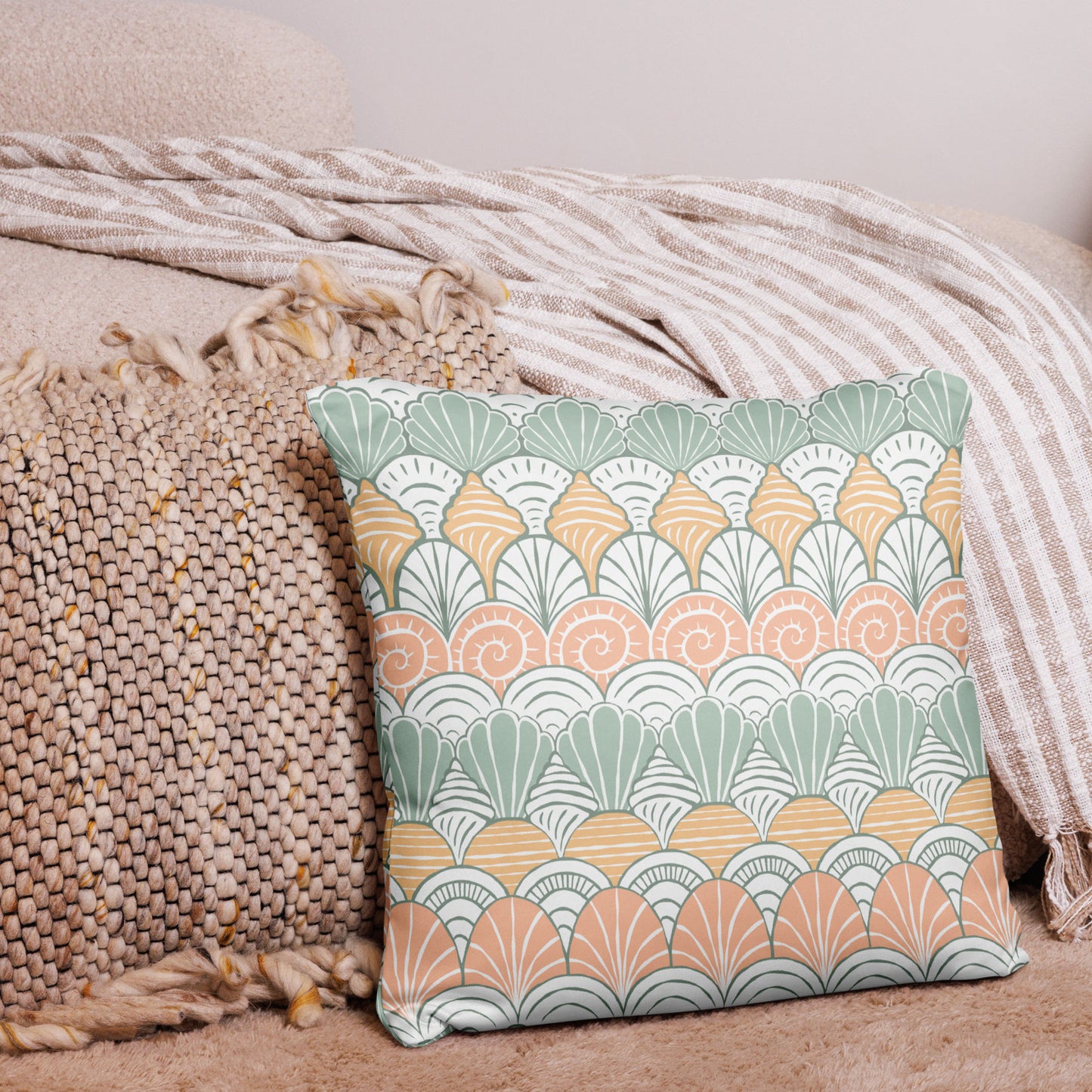 Seashell Pattern Throw Pillow