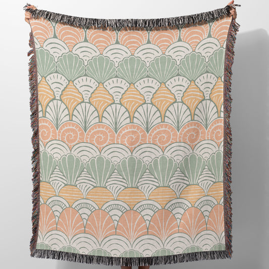 Seashell Pattern Woven Blanket